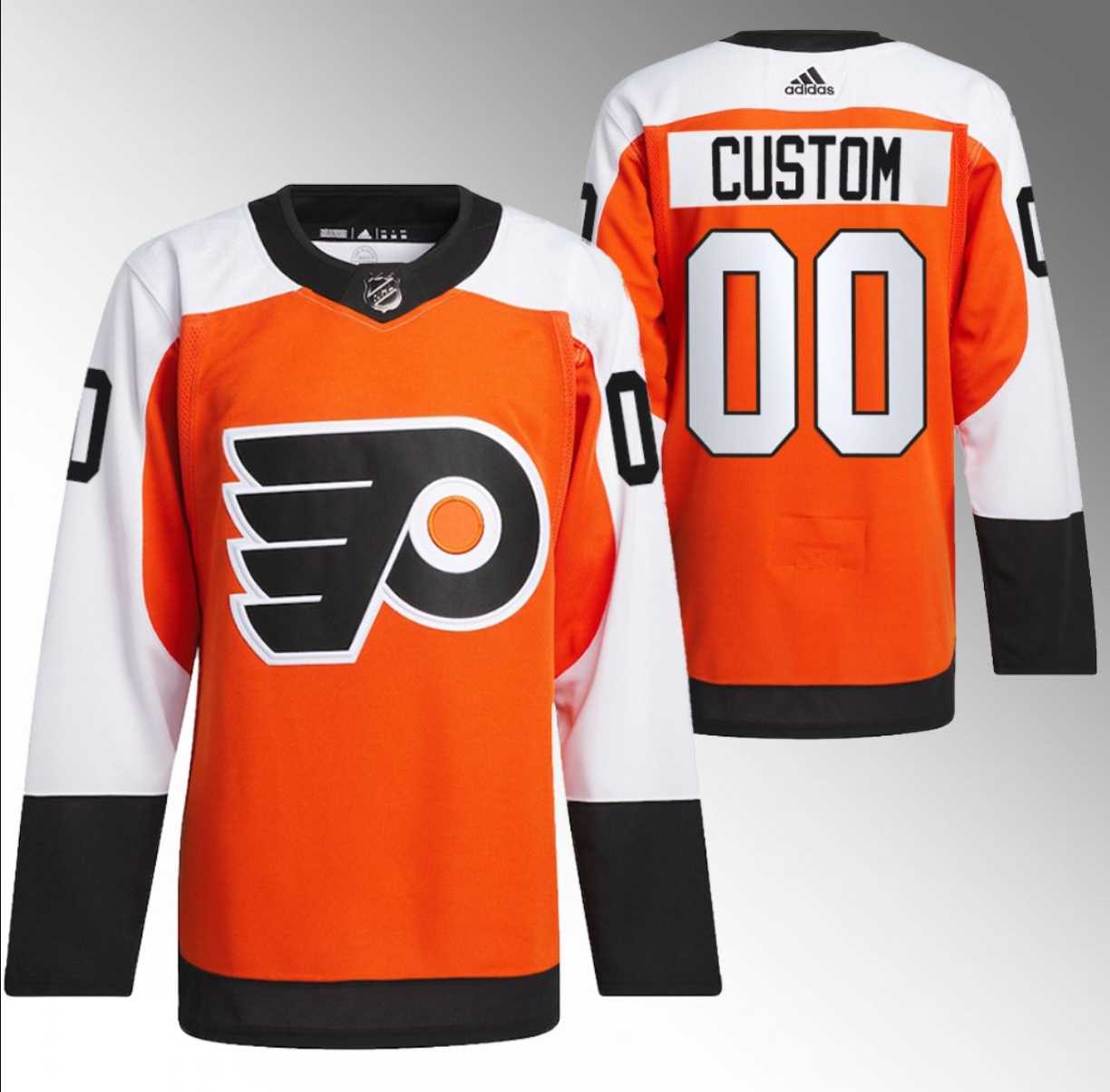 Men%27s Philadelphia Flyers Custom 2023-24 Orange Stitched Jersey->customized nhl jersey->Custom Jersey